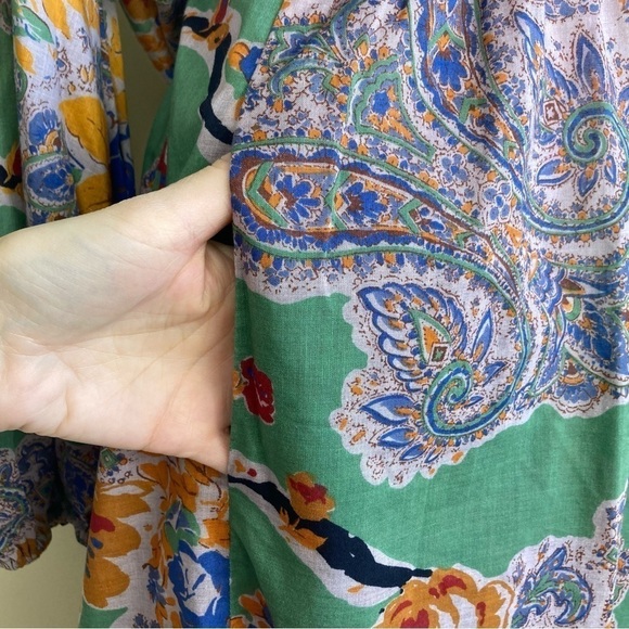 VTG ‘80s Albert Nipon Two Piece Set Blouse & Skirt Green Paisley Floral Size XS - Picture 14 of 16